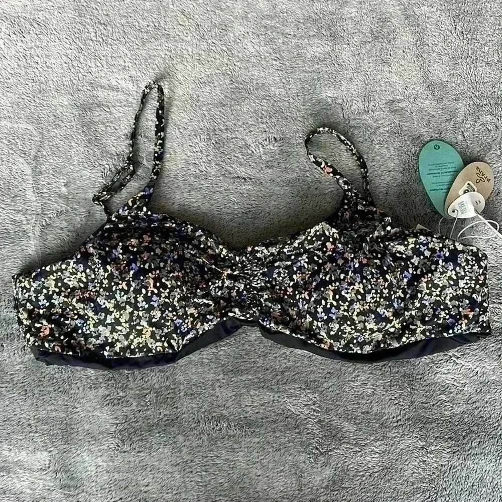 Prana Jess Reversible Bikini Top in Black/Floral - Size XL NWT - Picture 4 of 8